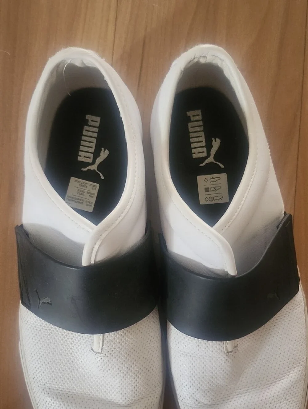 Puma White Slip-On Sneakers with Black Strap